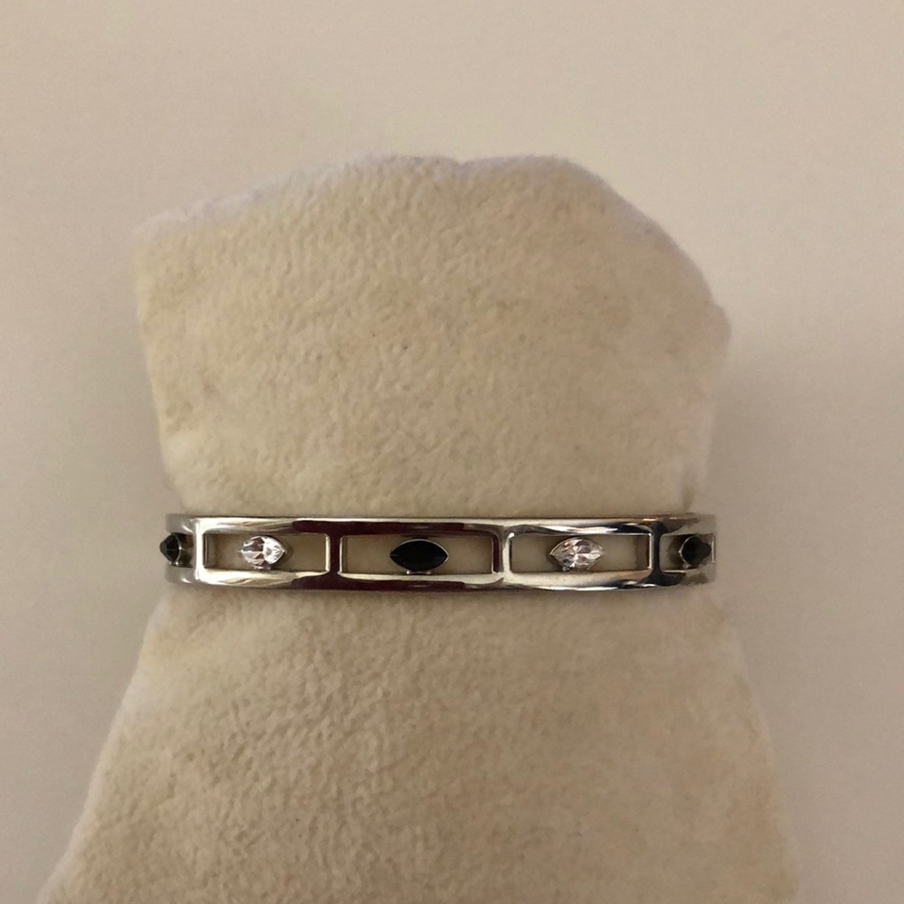 Sterling Silver Cuff with Blue Glass and CZ